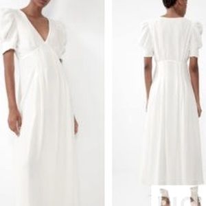 ZARA Voluminous Textured Weave White Dress